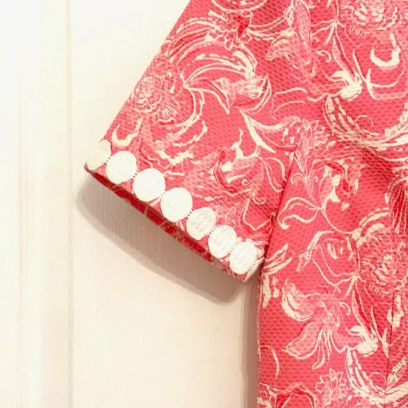 Lilly Pulitzer x GOOP Size 10 Gwyneth Shift Dress Hotty Pink Kiss Kiss - Sirens - Picture 5 of 16